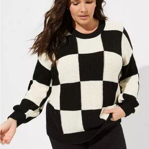 Torrid Black and White Checkered Women's Sweater